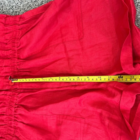 NWOT Blank NYC 100% Linen Short Sleeve Collared Elastic Waist Red Romper Size L - Picture 9 of 15